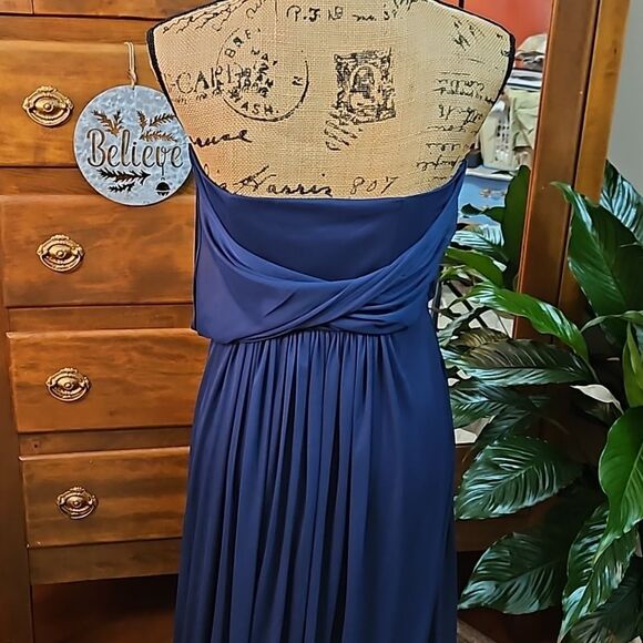 NWT David's Bridal Marine One Shoulder Illusion Maxi Gown size 8 - Picture 9 of 16